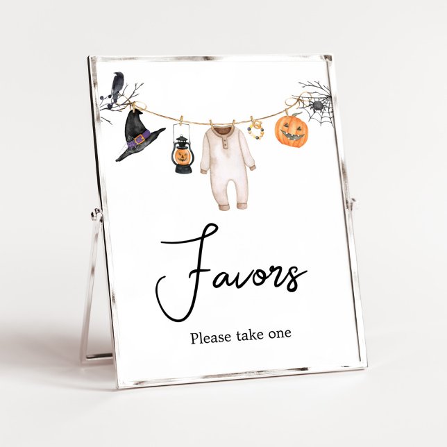 Little Boo Halloween Baby Shower Favours Poster (Halloween Baby Clothes Baby Shower Favors Sign)