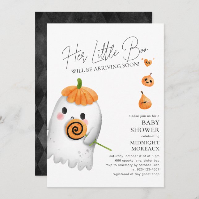 Little Boo Halloween Baby Shower Invitation (Front/Back)