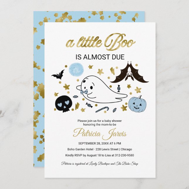 Little Boo Halloween Baby Shower Invitation (Front/Back)