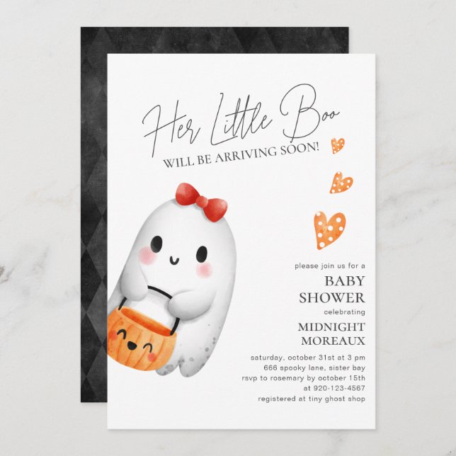 Little Boo Halloween Baby Shower Invitation (Front/Back)
