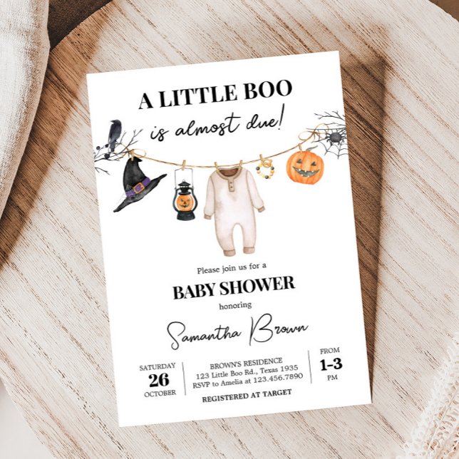 Little Boo Halloween Baby Shower Invitation (Halloween Baby Clothes Baby Shower Invitation
)