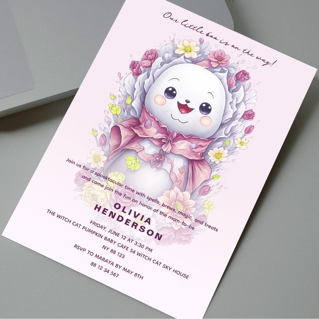  Little Boo Halloween Baby Shower Pink Modern Invitation (Creator Uploaded)