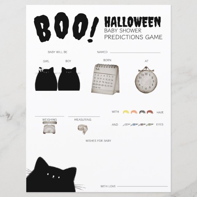 Little Boo Halloween Baby Shower Predictions Game (Front)