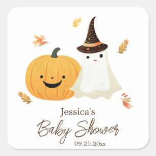 Little Boo Halloween Baby Shower  Square Sticker
