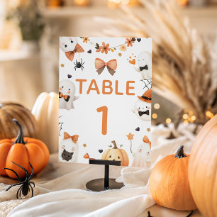 Little Boo Halloween Baby Shower Table Number Pedestal Sign