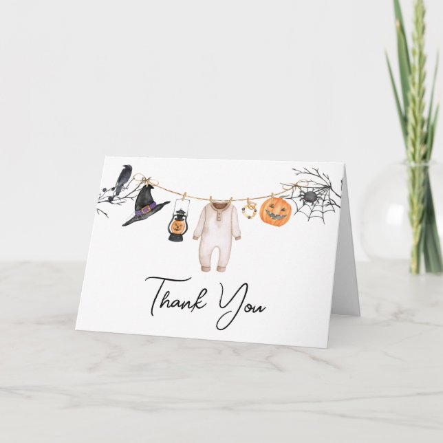 Little Boo Halloween Baby Shower Thank You Card (Front)