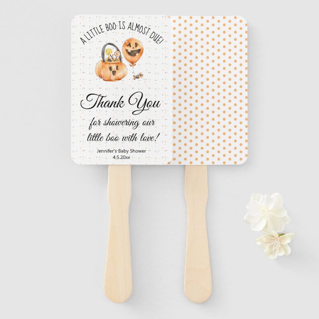 little boo, halloween baby shower thank you cute hand fan (Front and Back)
