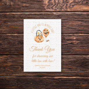 little boo, halloween baby shower thank you orange card