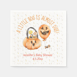 Little Boo Halloween Baby Shower Watercolor Ghost Napkin