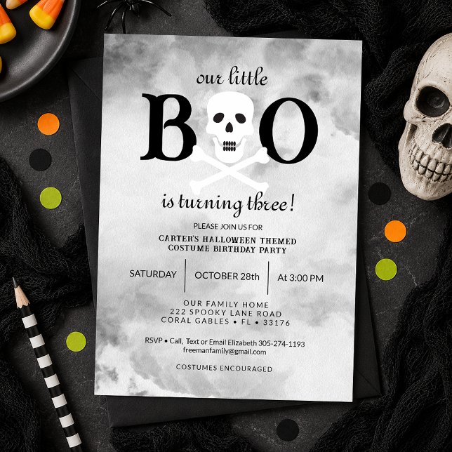 Little Boo Halloween Birthday Invitation (Little Boo Birthday Party Invite)