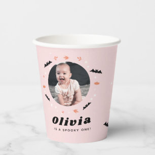 Little Boo Halloween Birthday photo pink  Paper Cups