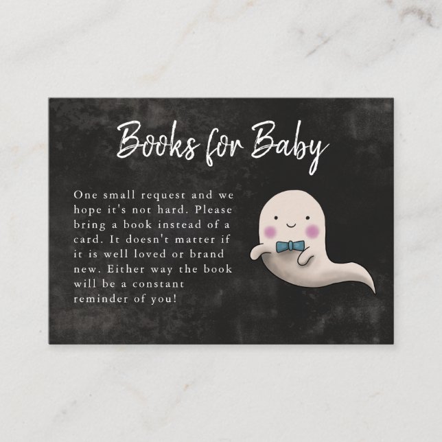 Little Boo Halloween Boy Baby Shower Book Request Enclosure Card (Front)