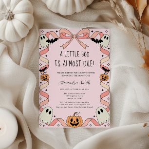 Little Boo Halloween Coquette Ribbon Baby Shower Invitation