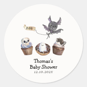 Little Boo Halloween cupcake Baby Shower Classic Round Sticker