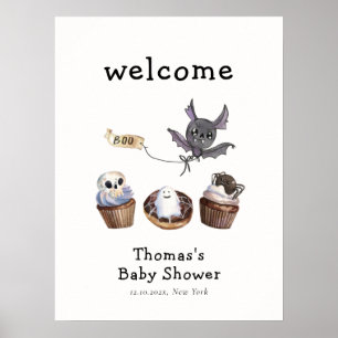 Little Boo Halloween cupcake Baby Shower Welcome Poster