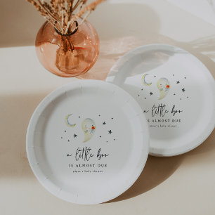 Little Boo Halloween Cute Ghost Baby Shower Paper Plate