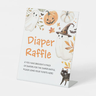 Little Boo Halloween Diaper Raffle Baby Shower Pedestal Sign
