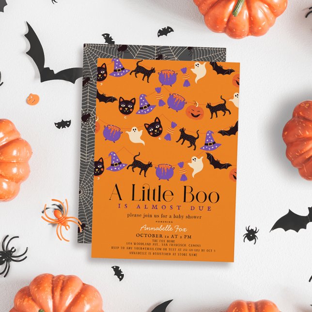 Little Boo Halloween Garlands Orange Baby shower Invitation (Creator Uploaded)