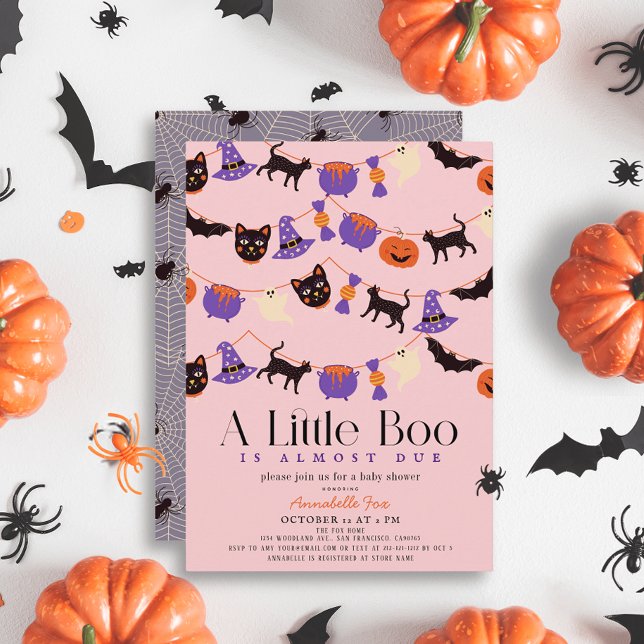 Little Boo Halloween Garlands Pink Baby shower Invitation (Creator Uploaded)