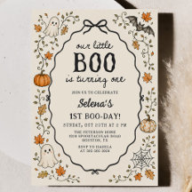 Little Boo Halloween Ghost 1st Birthday Invitation