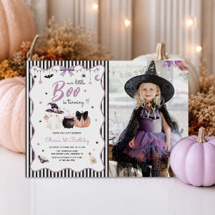 Little Boo Halloween Ghost 1st Birthday Photo Invitation