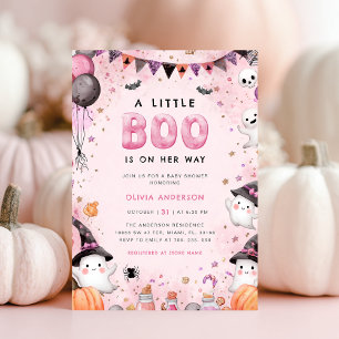 Little Boo Halloween Ghost Baby Shower Invitation
