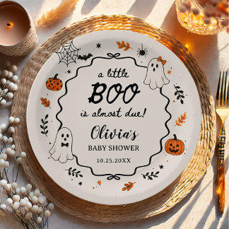 Little Boo Halloween Ghost Baby Shower Paper Plate