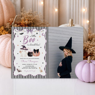 Little Boo Halloween Ghost Baby Shower Photo Invitation