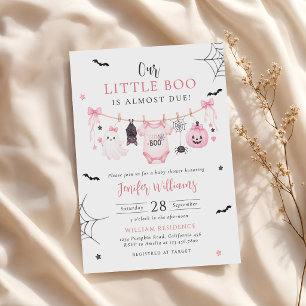 Little Boo Halloween Ghost Clothesline Baby Shower Invitation