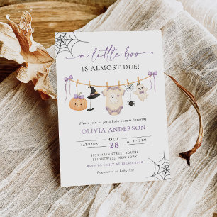 Little Boo Halloween Ghost Clothesline Baby Shower Invitation