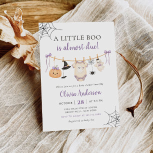 Little Boo Halloween Ghost Clothesline Baby Shower Invitation