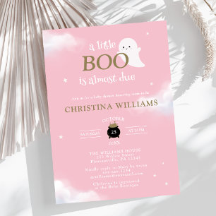 Little Boo Halloween Ghost Pink Baby Shower Invitation