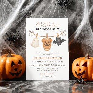 Little Boo Halloween Gingham Baby Shower Invitation