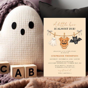 Little Boo Halloween Gingham Baby Shower Invitation