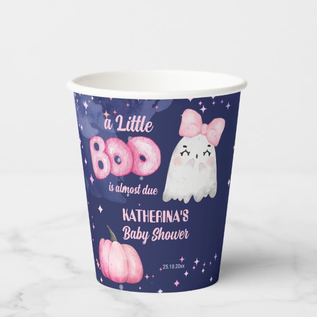 Little boo Halloween girl baby shower tableware Paper Cups (Front)