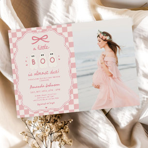 Little Boo Halloween Girl Ghost Baby Shower Photo Invitation
