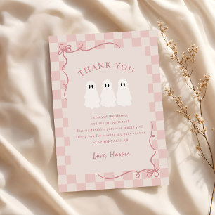 Little Boo Halloween Girl Ghost Baby Shower Thank You Card
