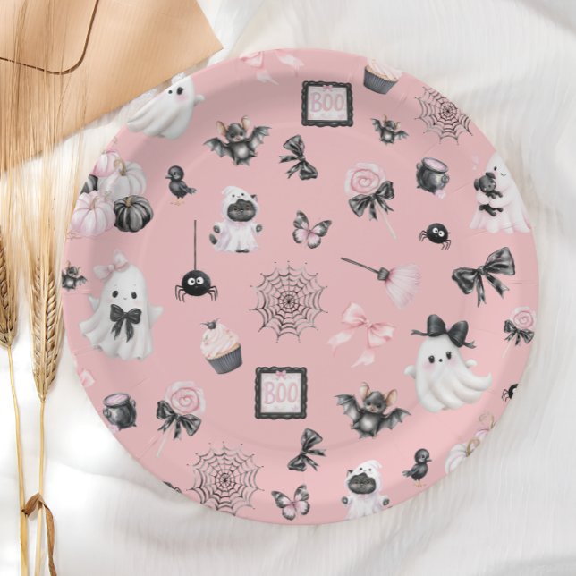 Little Boo Halloween Pink Baby Shower  Paper Plate (Creator Uploaded)