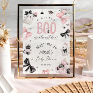 Little Boo Halloween Pink Baby Shower Welcome Poster