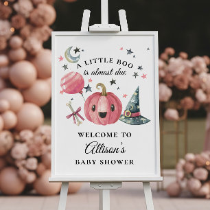 Little Boo Halloween Pink Baby Shower Welcome Sign
