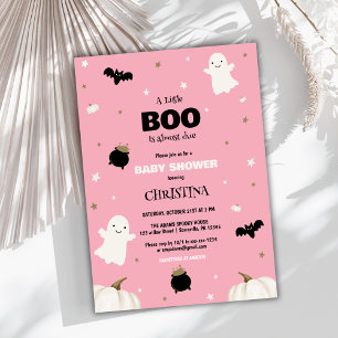 Little Boo Halloween Pink Girl Baby Shower Invitation