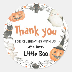 Little Boo Halloween Pumpkin Baby Shower Stickers