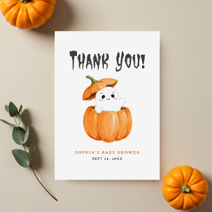 Little Boo Halloween Pumpkin Baby Shower Thank You Card