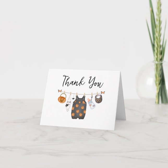Little Boo Halloween Pumpkin Thank You Card (Front)