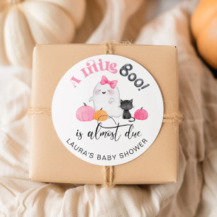 Little Boo is almost due baby shower Classic Round Sticker
