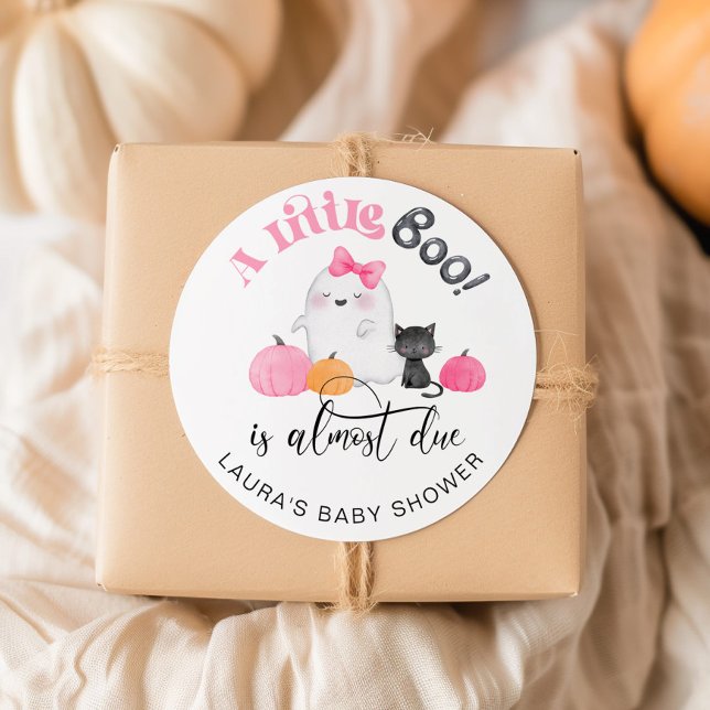 Little Boo is almost due baby shower Classic Round Sticker (Creator Uploaded)