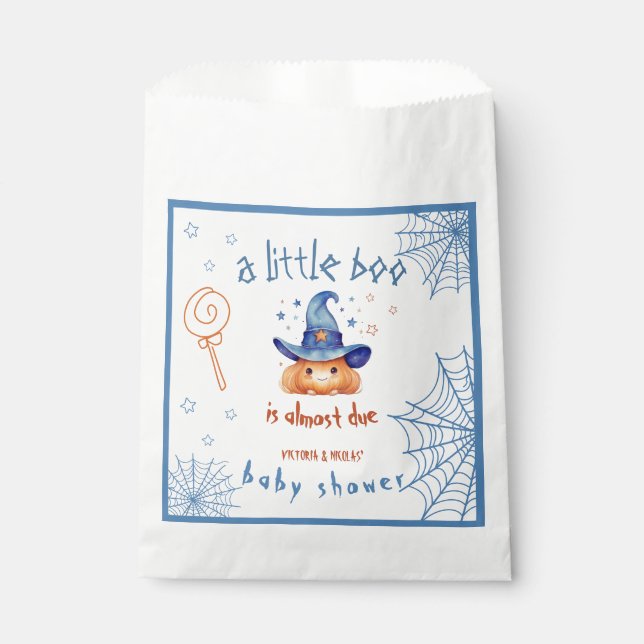 Little boo is Almost Due Boy Shower  Favour Bags (Front)