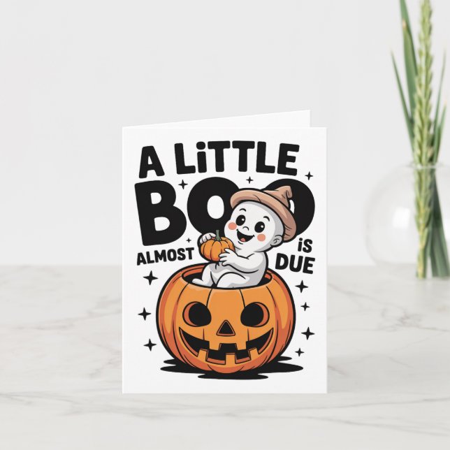 Little Boo Is Almost Due Cute Halloween Pregnancy  Card (Front)