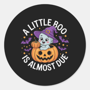 Little Boo Is Almost Due Cute Halloween Pregnancy  Classic Round Sticker