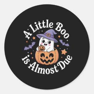 Little Boo Is Almost Due Cute Halloween Pregnancy  Classic Round Sticker